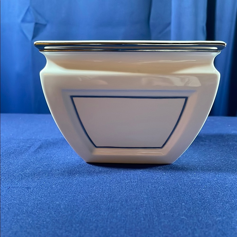 Lenox Square Dimension II Collection Solitaire White Bowl Silver Trim
